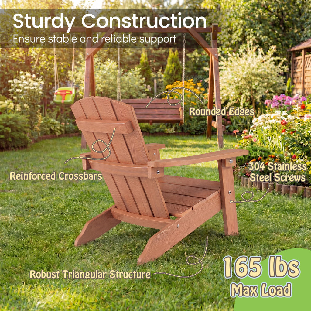 Kids Adirondack Chair Set - Teak High Backrest & Armrests for Children