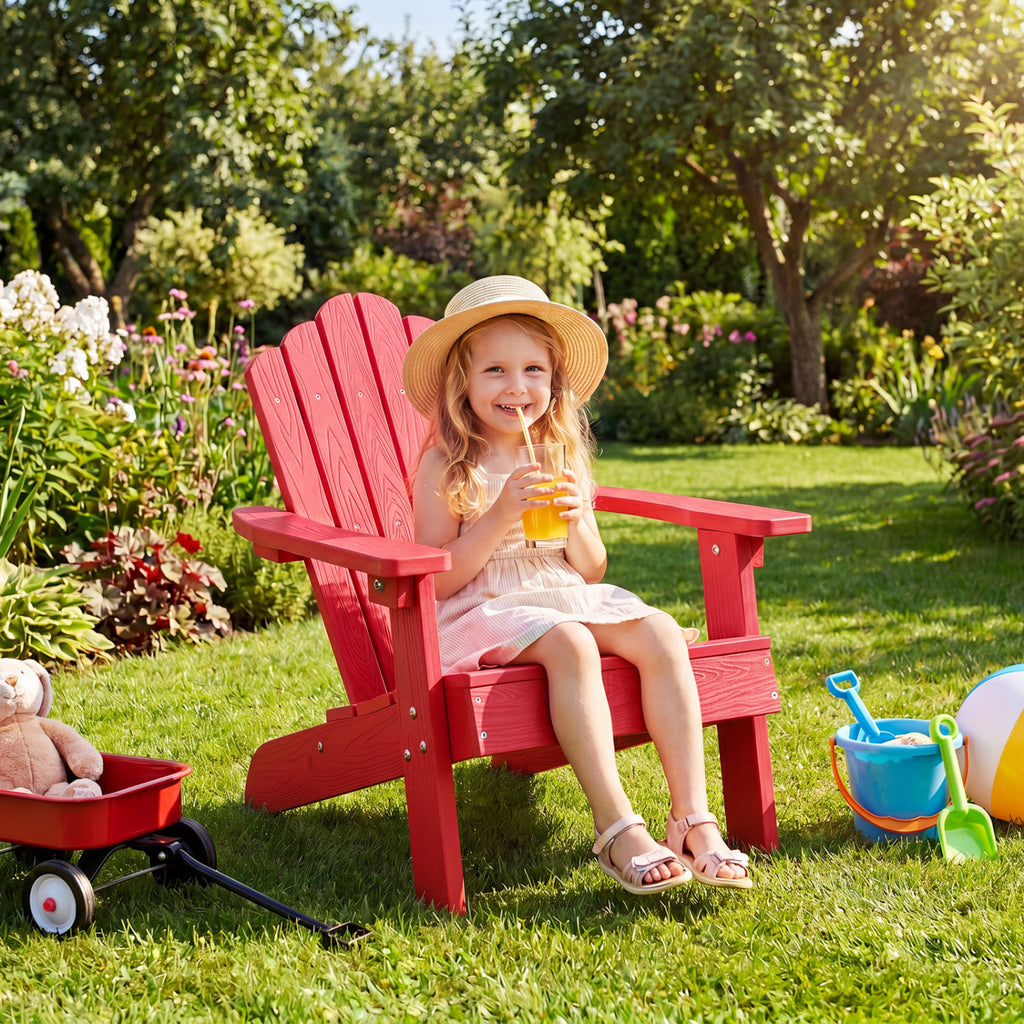 Set of 2 Kids Adirondack Chairs All-weather Outdoor for Children with