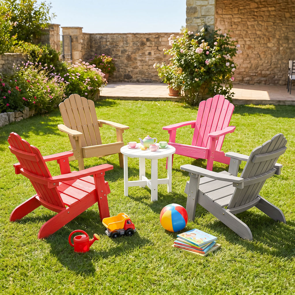 Set of 2 Kids Adirondack Chairs All-weather Outdoor for Children with