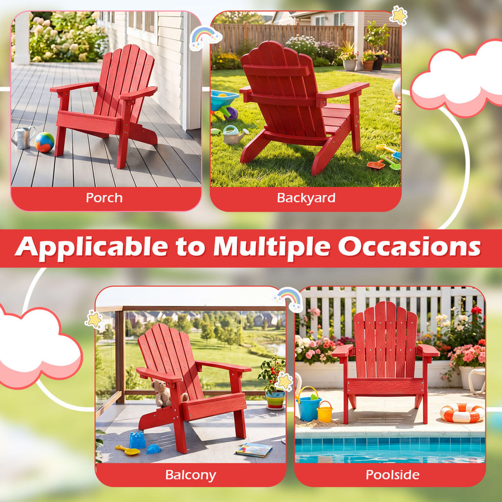 Set of 2 Kids Adirondack Chairs All-weather Outdoor for Children with