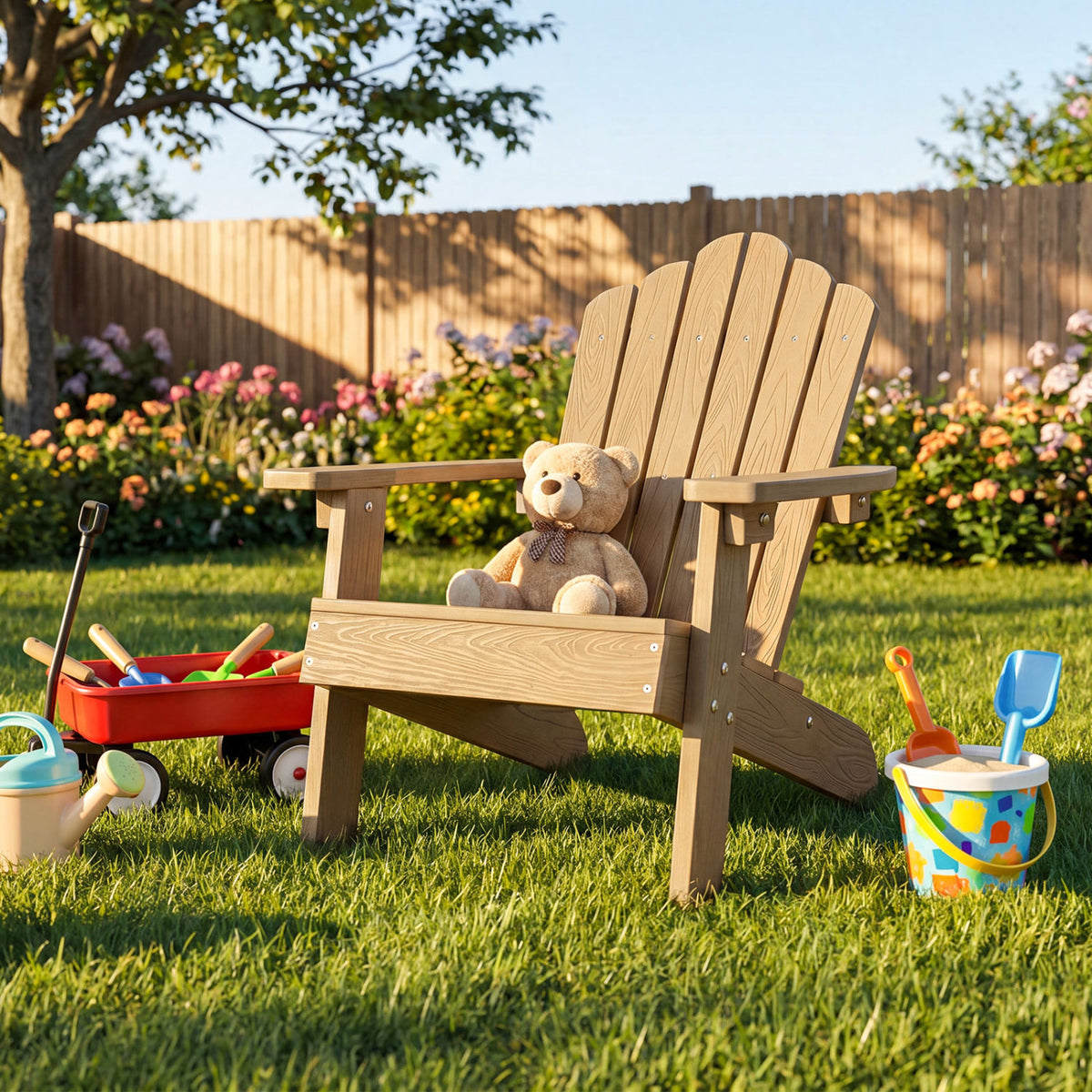 Set of 2 Kids Adirondack Chairs All-weather Outdoor for Children with