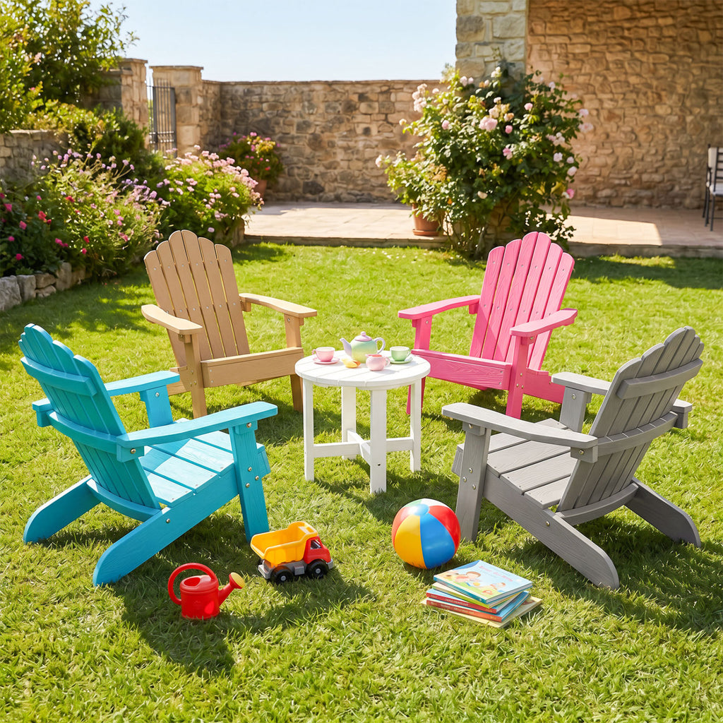 Set of 2 Kids Adirondack Chairs All-weather Outdoor for Children with