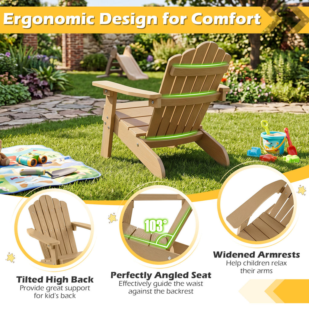 Set of 2 Kids Adirondack Chairs All-weather Outdoor for Children with