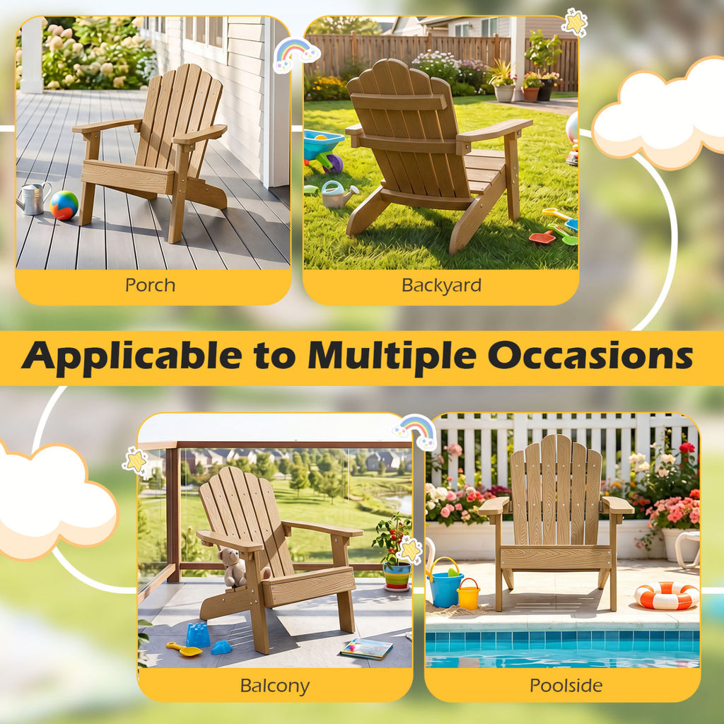 Set of 2 Kids Adirondack Chairs All-weather Outdoor for Children with