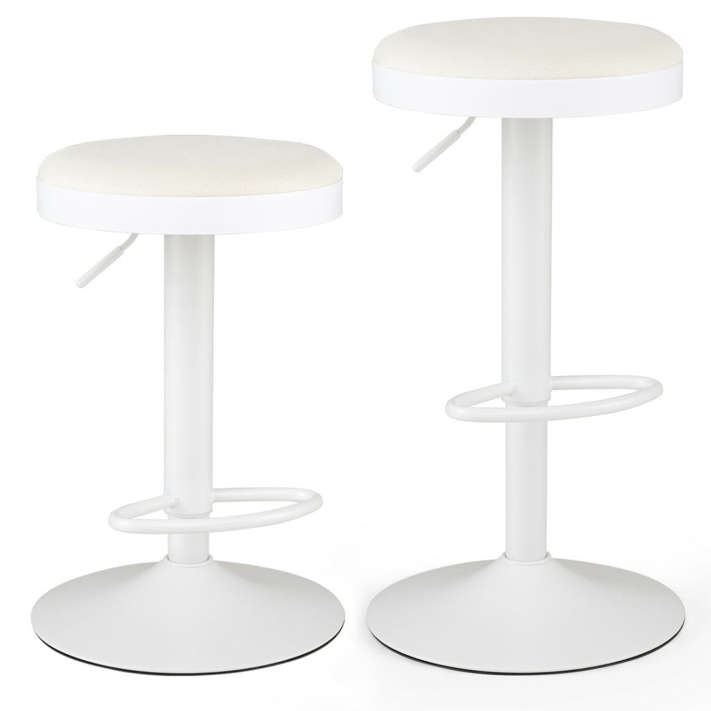 Kitchen Bar Stools Set of 2 Adjustable Height White