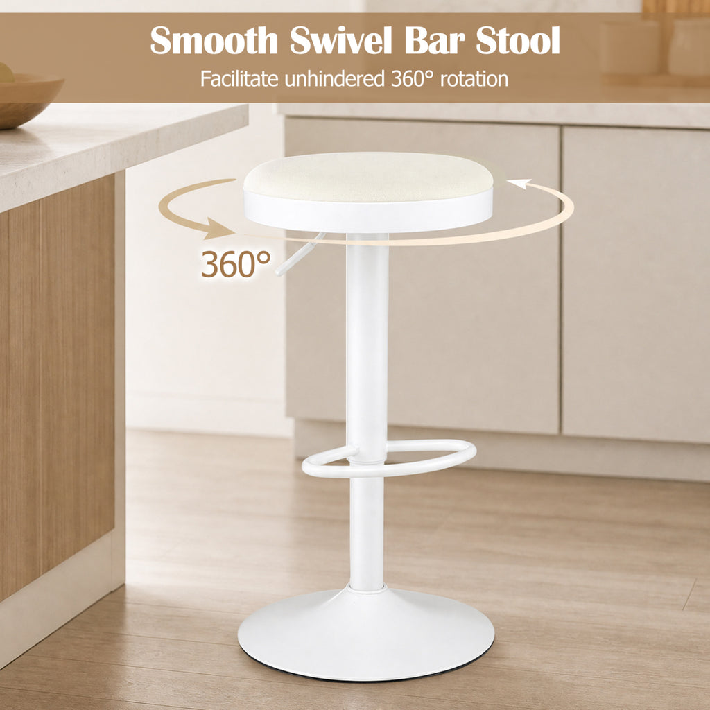 Kitchen Bar Stools Set of 2 Adjustable Height White