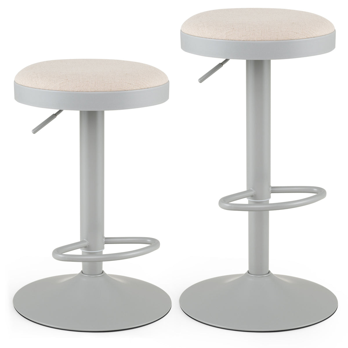Kitchen Bar Stools Set of 2, Gray - Height Adjustable