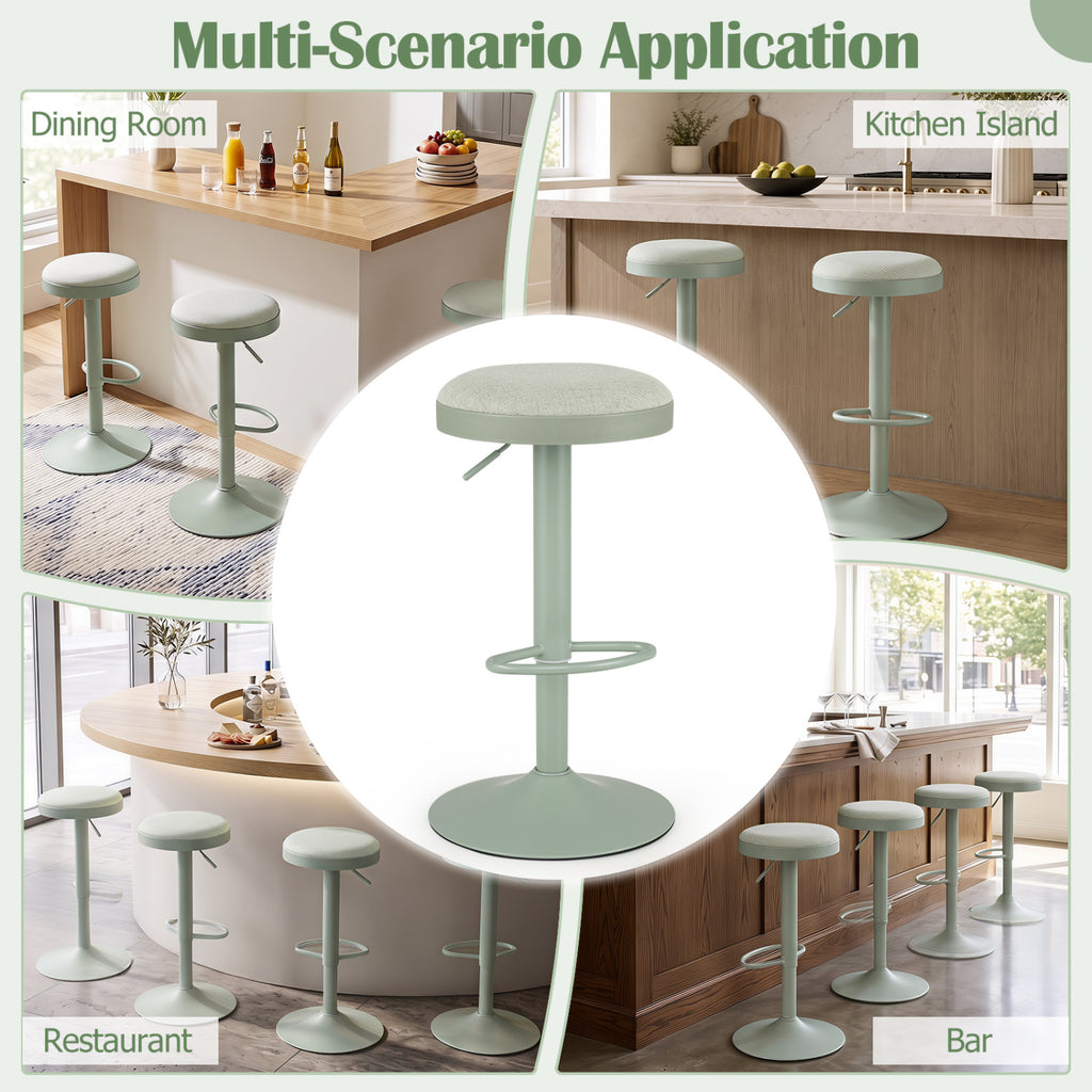 Kitchen Bar Stools Set of 2, Green - Height Adjustable