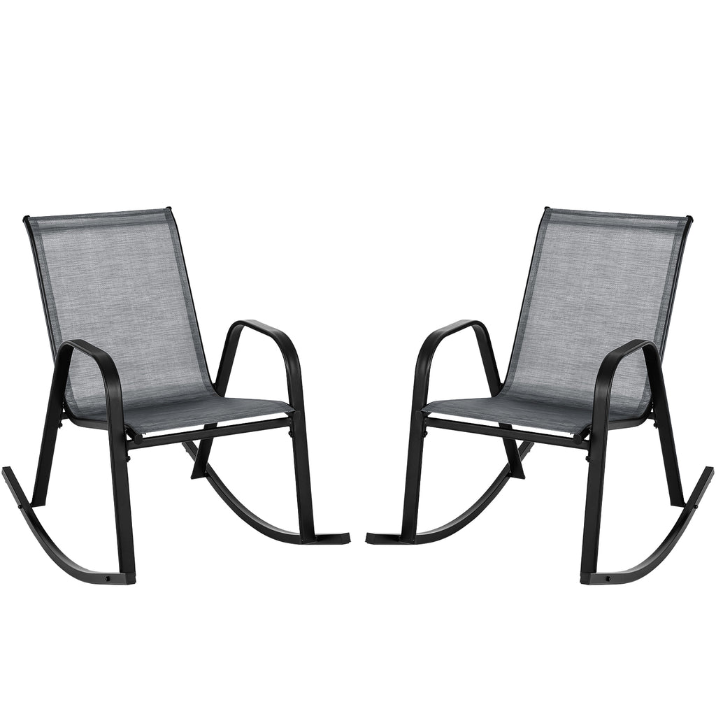 Set of 2 Metal Patio Rocking Chair with Breathable Seat Fabric