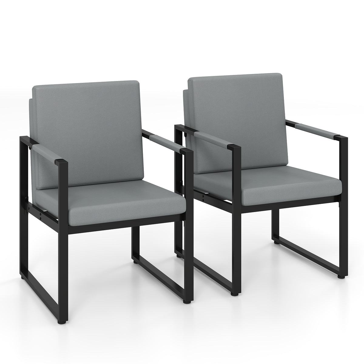 Mid Century Modern Accent Chair Set of 2 - Black & Gray
