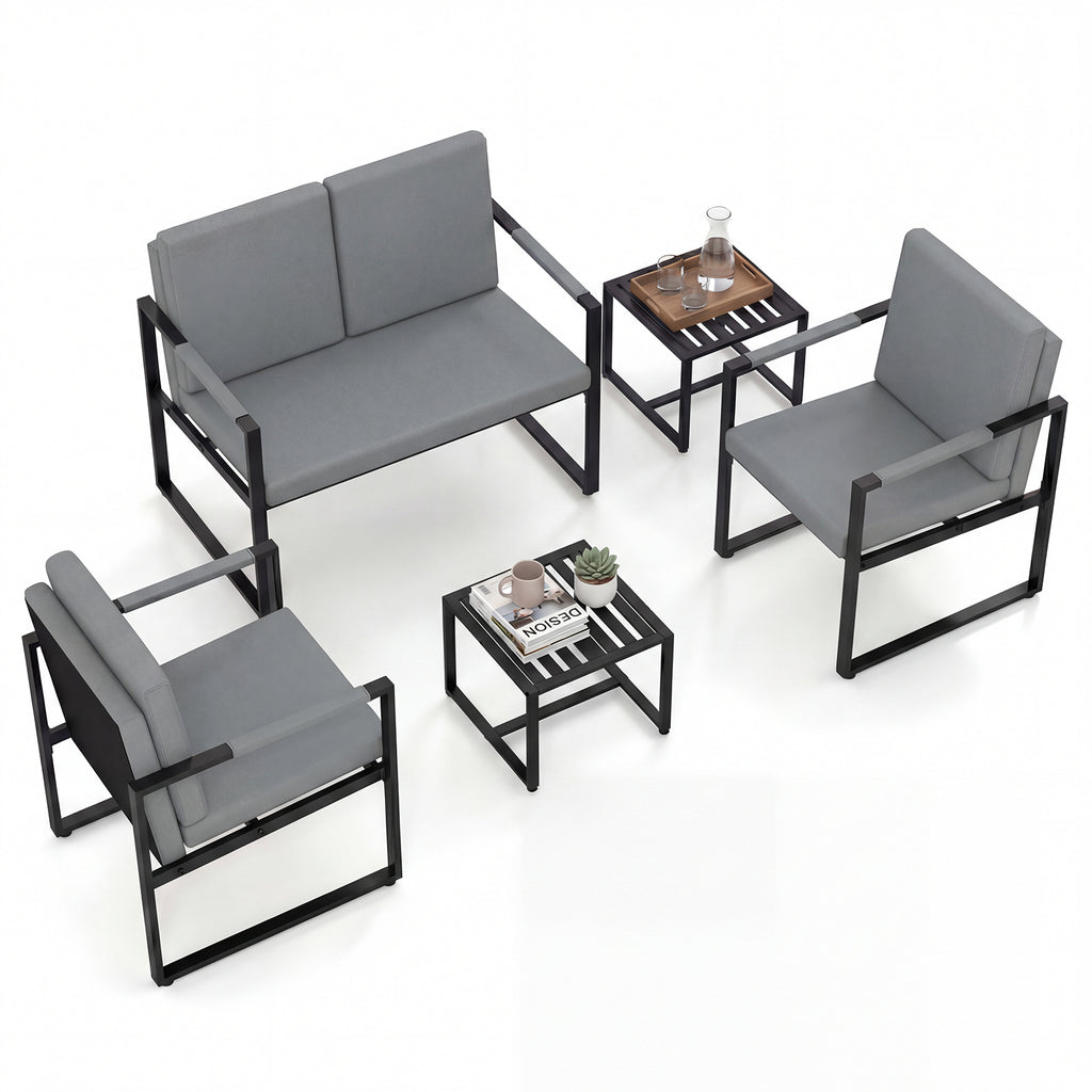 Mid Century Modern Accent Chair Set of 2 - Black & Gray