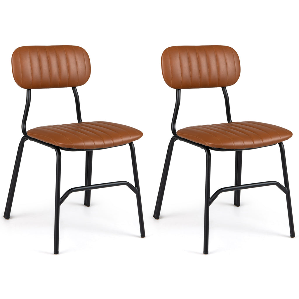 Modern Dining Chairs Set of 2 with Metal Legs - Brown