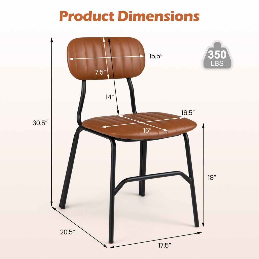 Modern Dining Chairs Set of 2 with Metal Legs - Brown