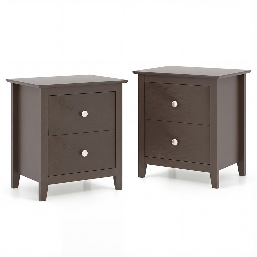 3-Drawer Nightstand with Wood Grain Accents, White