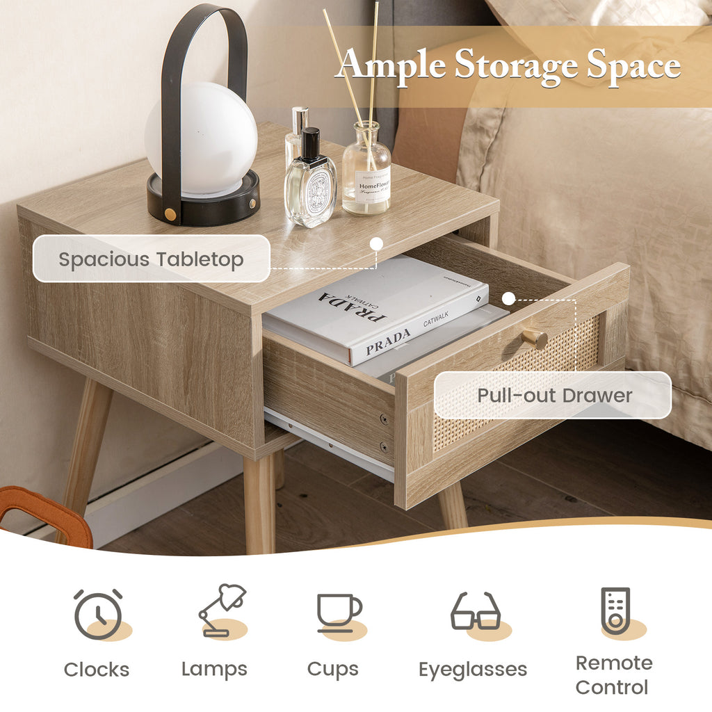 Modern Rattan Nightstand Set of 2 - Natural