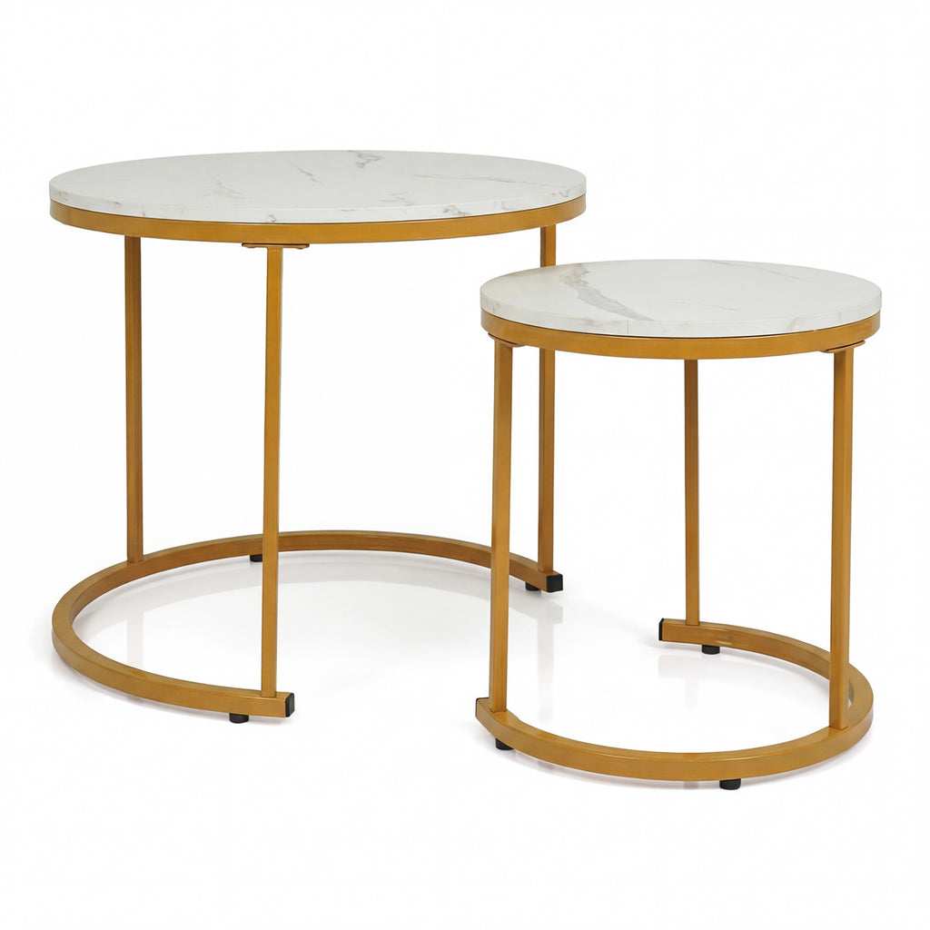 Modern Round Nesting Coffee Tables Set of 2 - Golden Semicircular