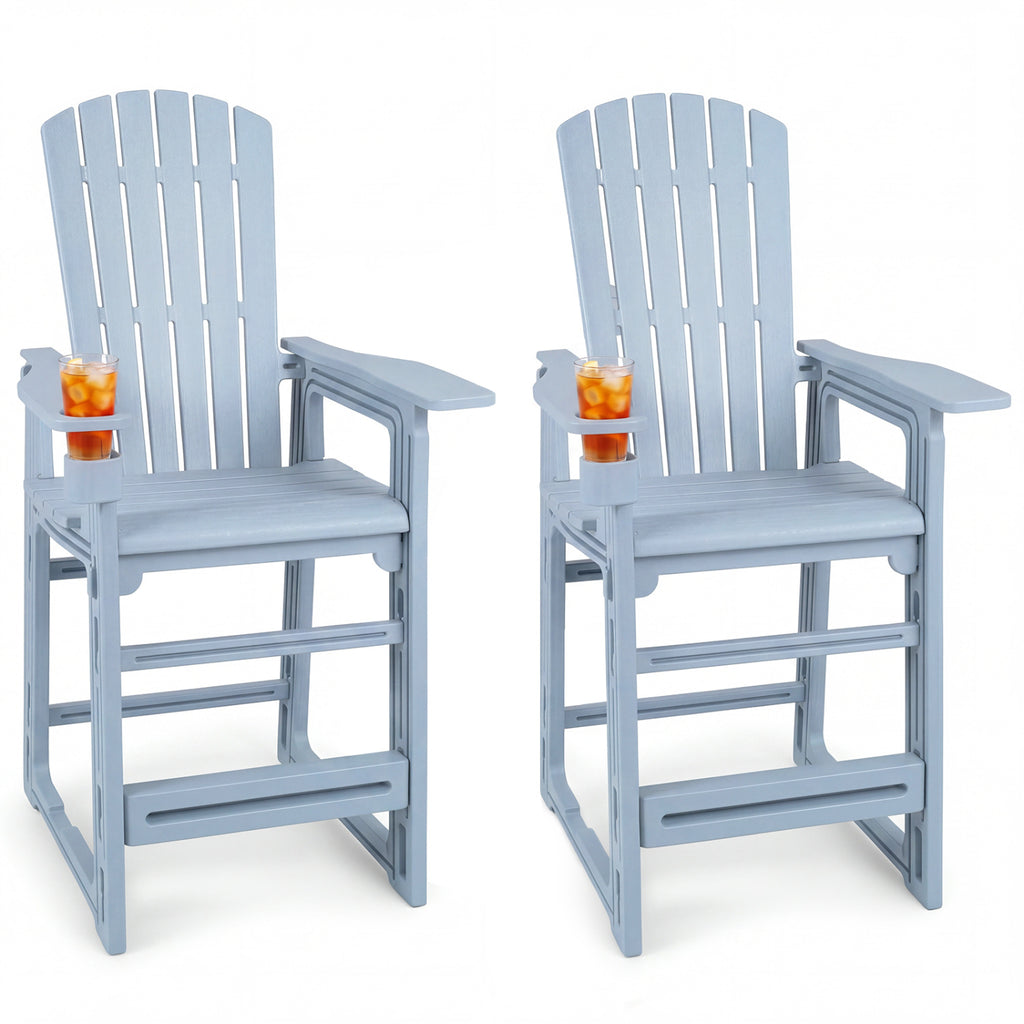 Set of 2 Outdoor 29 Inch Height Bar Stool with Backrest and Armrests