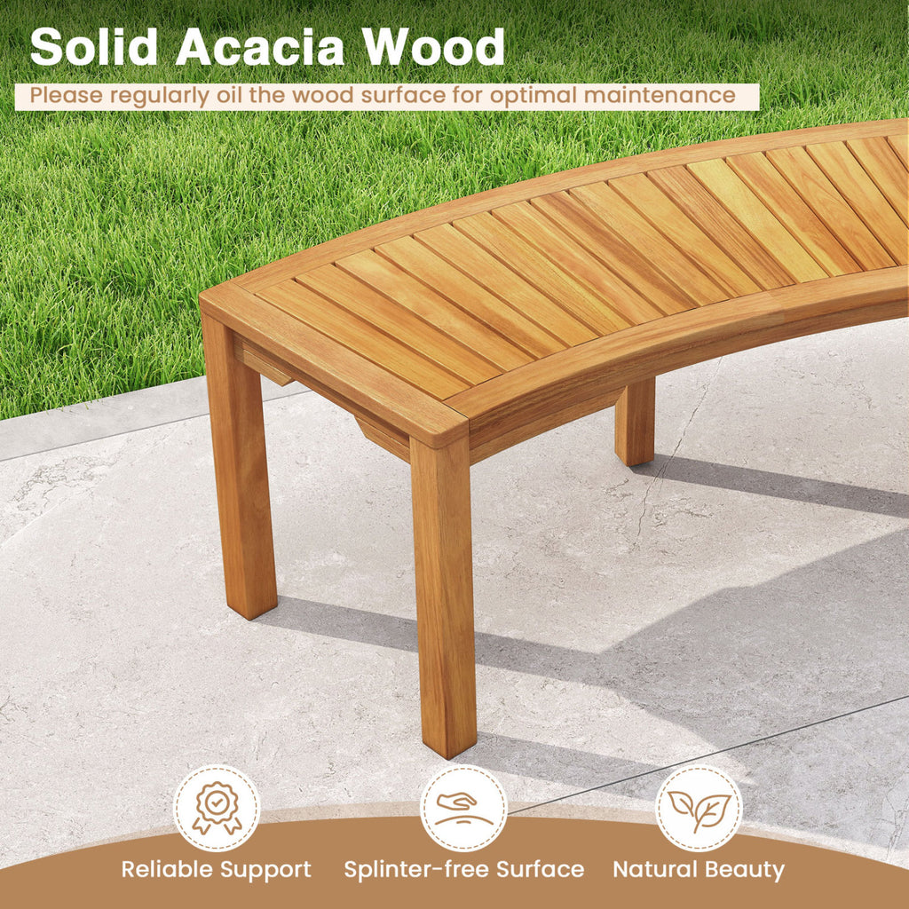 Outdoor Bench Acacia Wood Curved Garden 2-Person