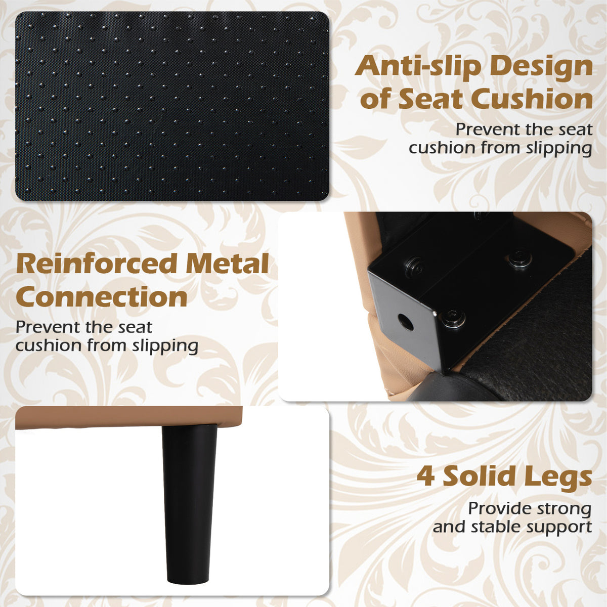 Set of 2 Modern Accent Chairs, Brown - PU Leather