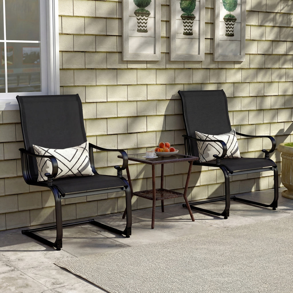Patio Rocking Chairs Set of 2 with Quick-Dry Fabric - Black