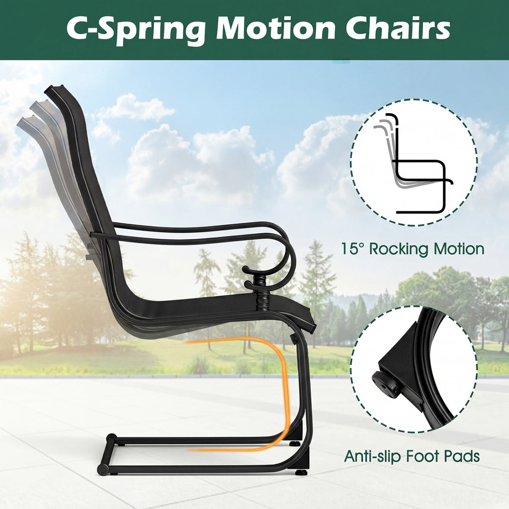 Patio Rocking Chairs Set of 2 with Quick-Dry Fabric - Black