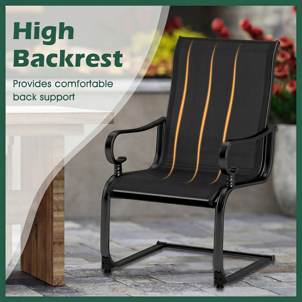 Patio Rocking Chairs Set of 2 with Quick-Dry Fabric - Black