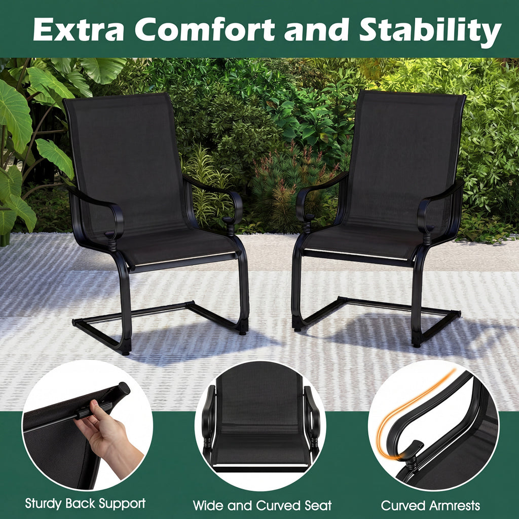 Patio Rocking Chairs Set of 2 with Quick-Dry Fabric - Black