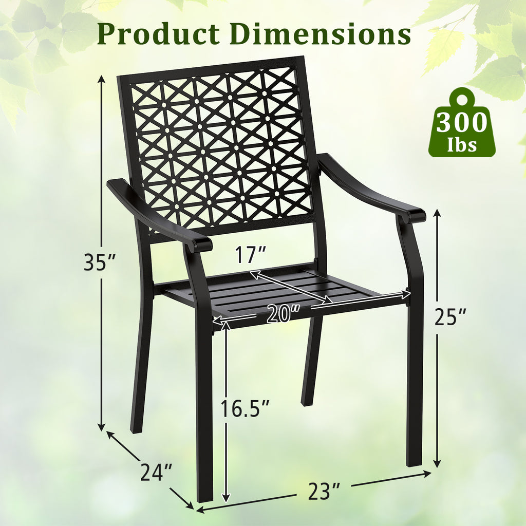 Set of 2 Patio Dining Chairs with Curved Armrests and Reinforced