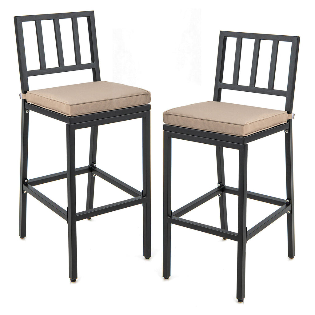 2/4 Pieces Outdoor PE Rattan Cushioned Barstool Set with Armrests