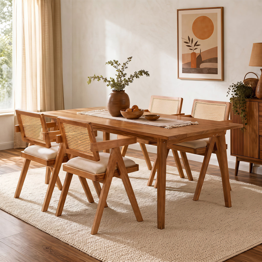Set of 2 Rattan Accent Chairs with Padded Cushion - Beige