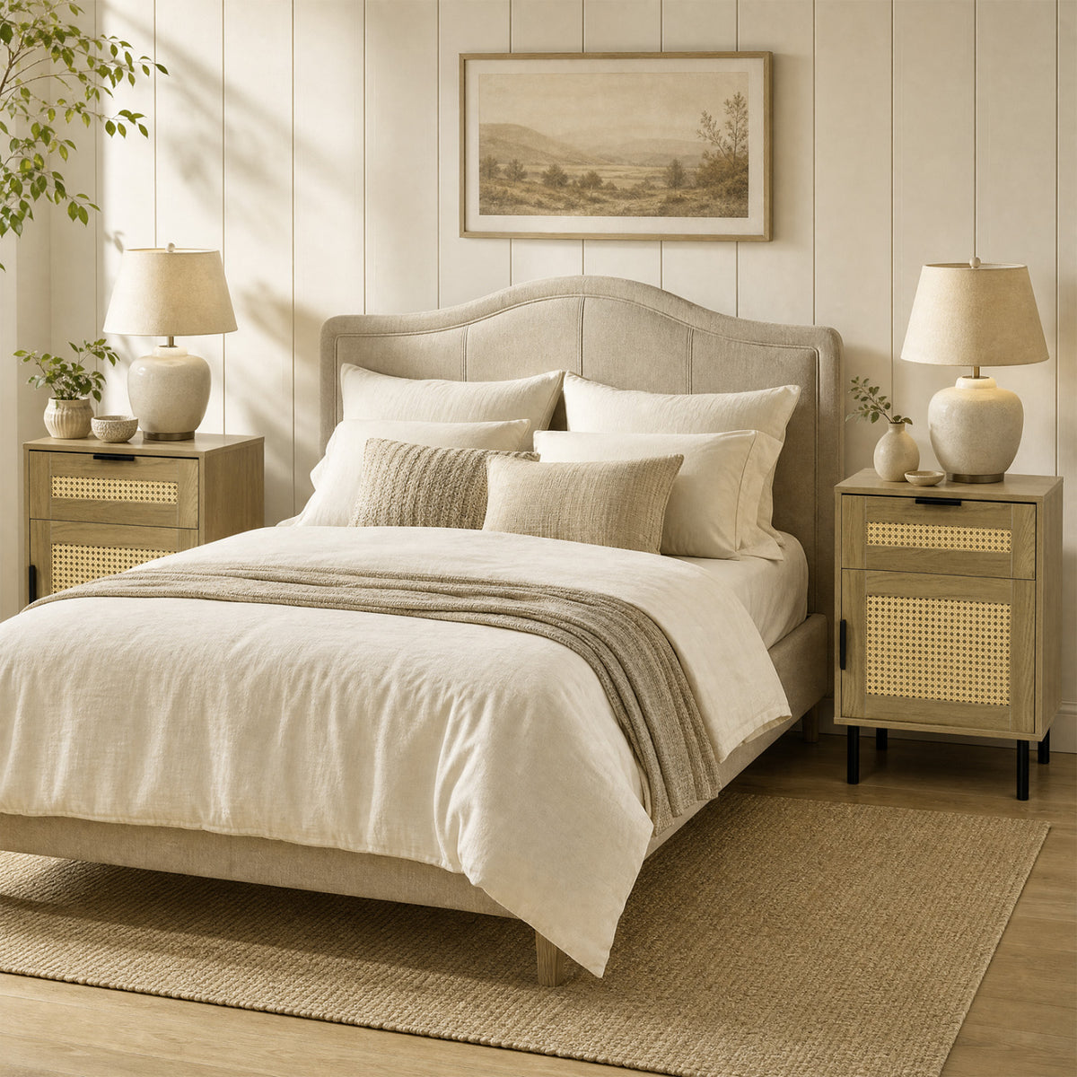 Rattan Nightstand with Drawer and Storage – Natural