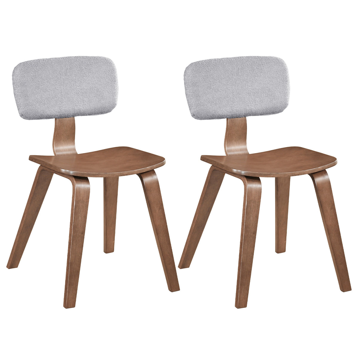 Rubber Wood Dining Chair Set of 2 – Teddy Velvet Padded, Walnut