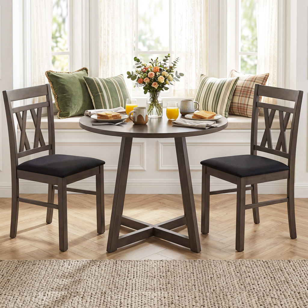 Linen Upholstered Kitchen Chairs Set of 2 - Rustic Gray
