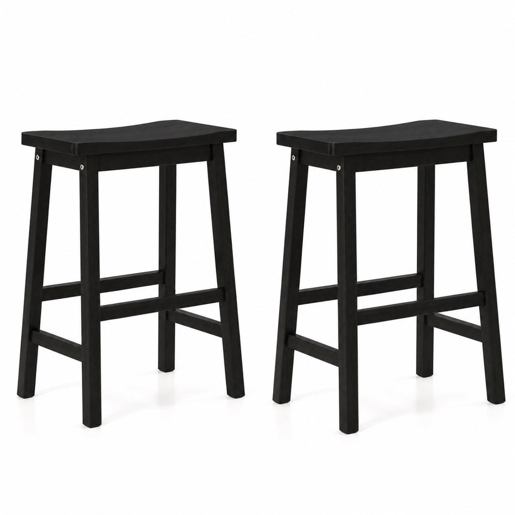24 Inch Counter Height Saddle Stools Set of 2 - Black
