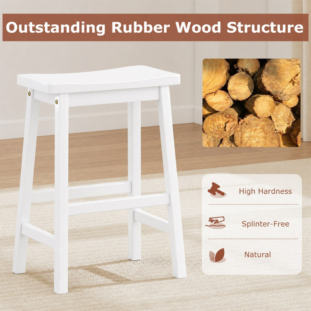 Counter Height Stools Set of 2 - 24 inch, Beige
