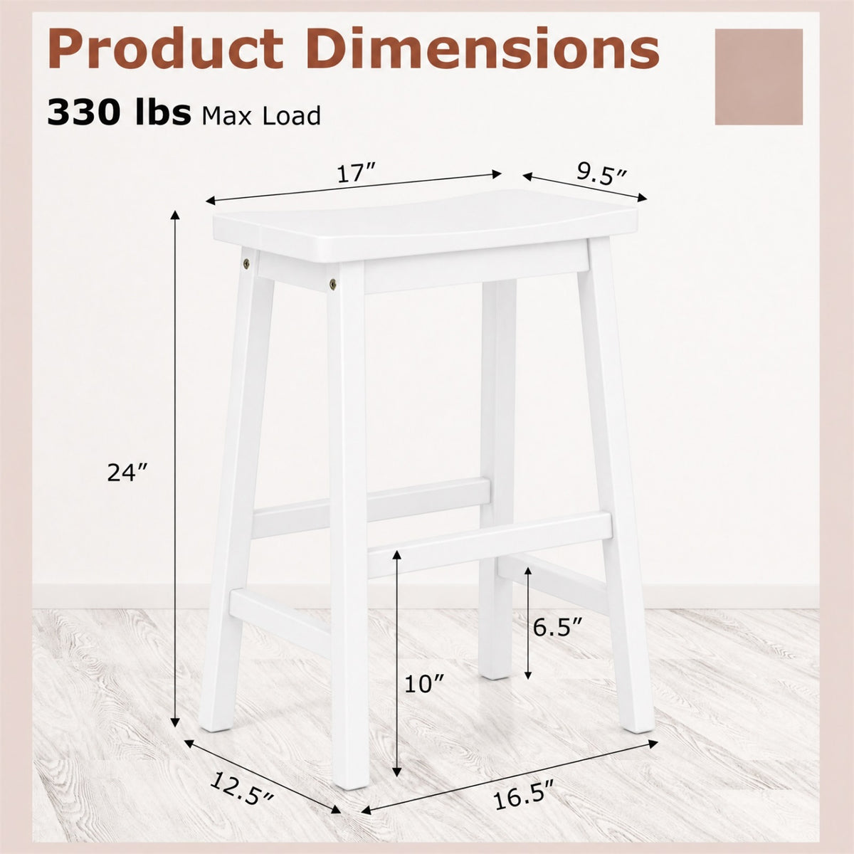 Counter Height Stools Set of 2 - 24 inch, Beige