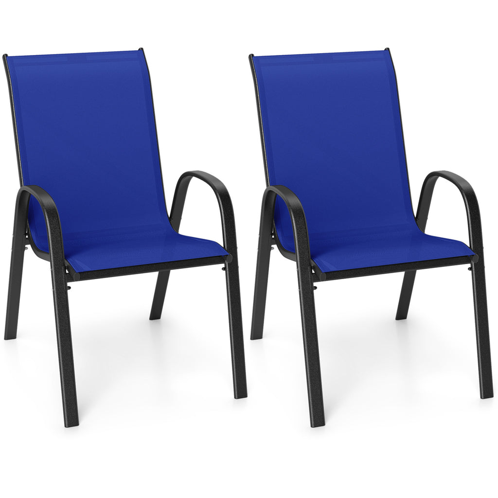 Stackable Patio Dining Chairs Set of 2 - Navy Fabric