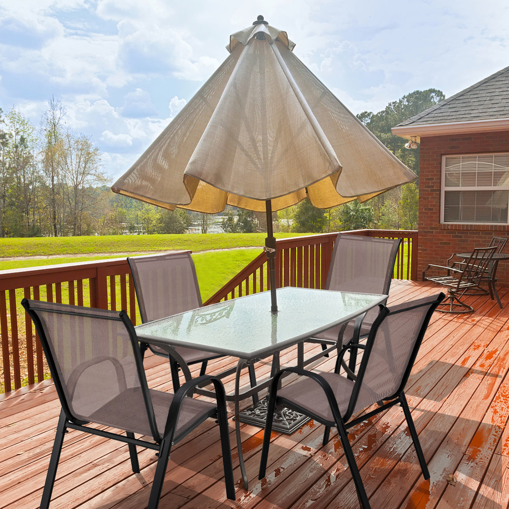 Stackable Patio Dining Chairs Set of 2 - Brown Fabric