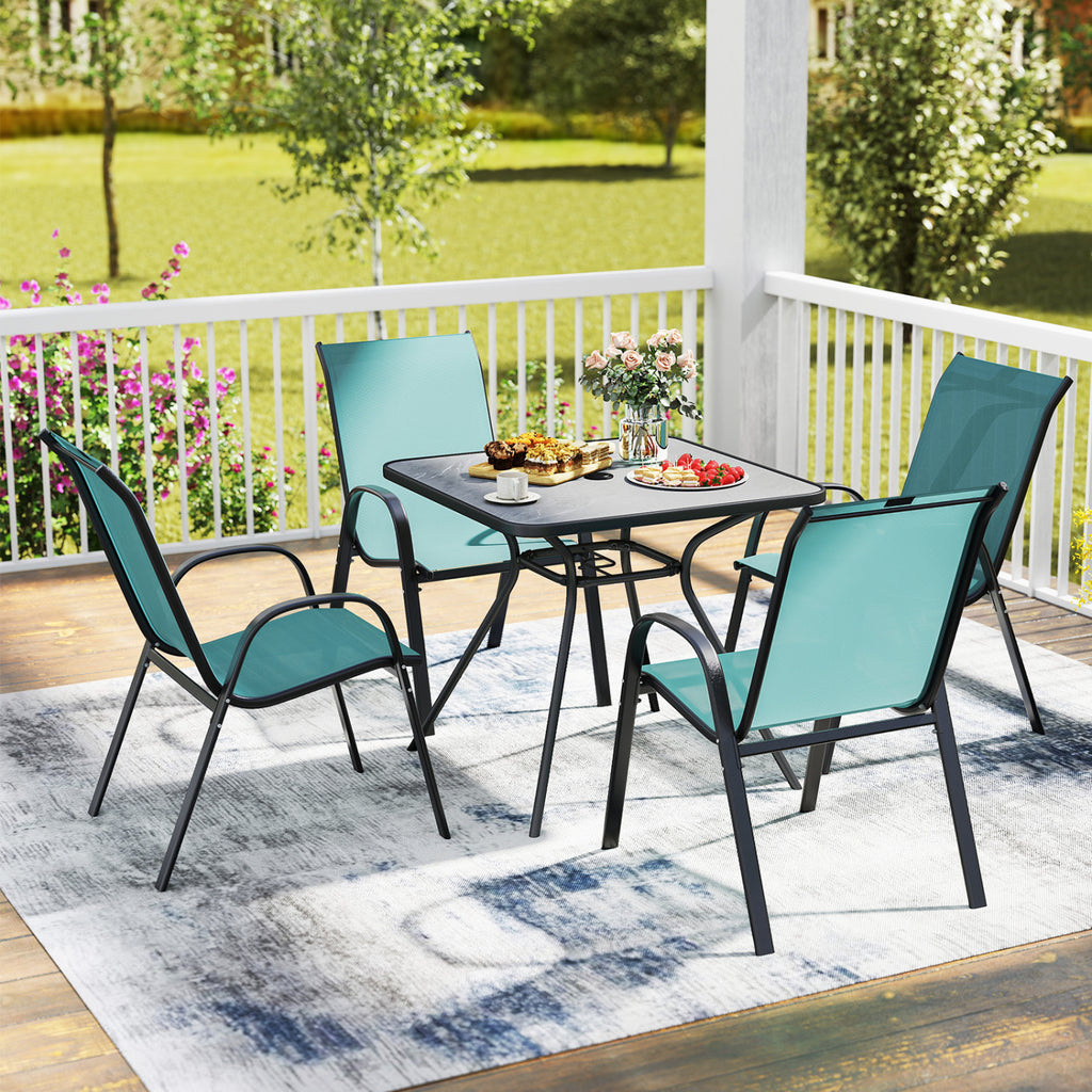 Stackable Patio Dining Chairs Set of 2 - Turquoise