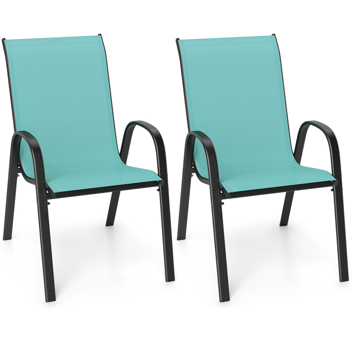 Stackable Patio Dining Chairs Set of 2 - Turquoise