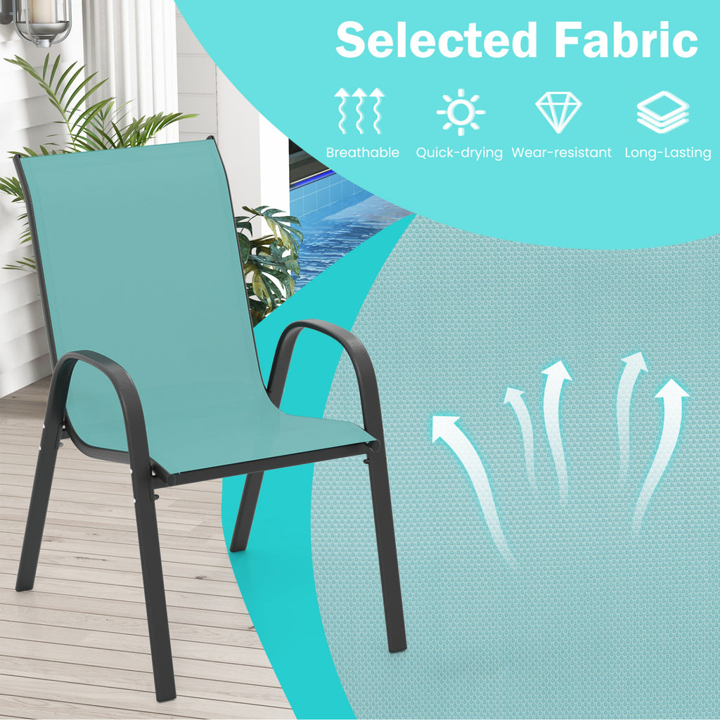 Stackable Patio Dining Chairs Set of 2 - Turquoise