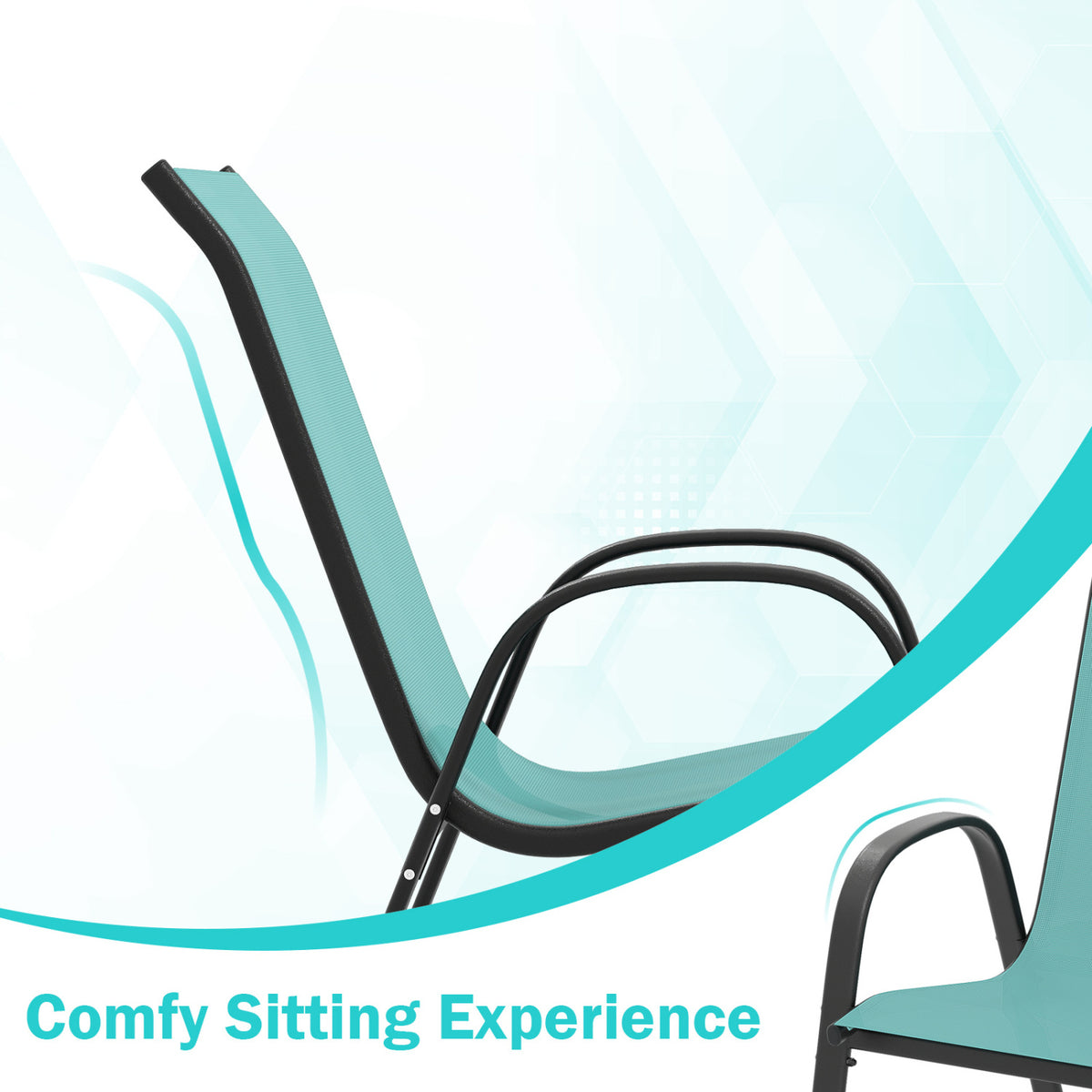 Stackable Patio Dining Chairs Set of 2 - Turquoise
