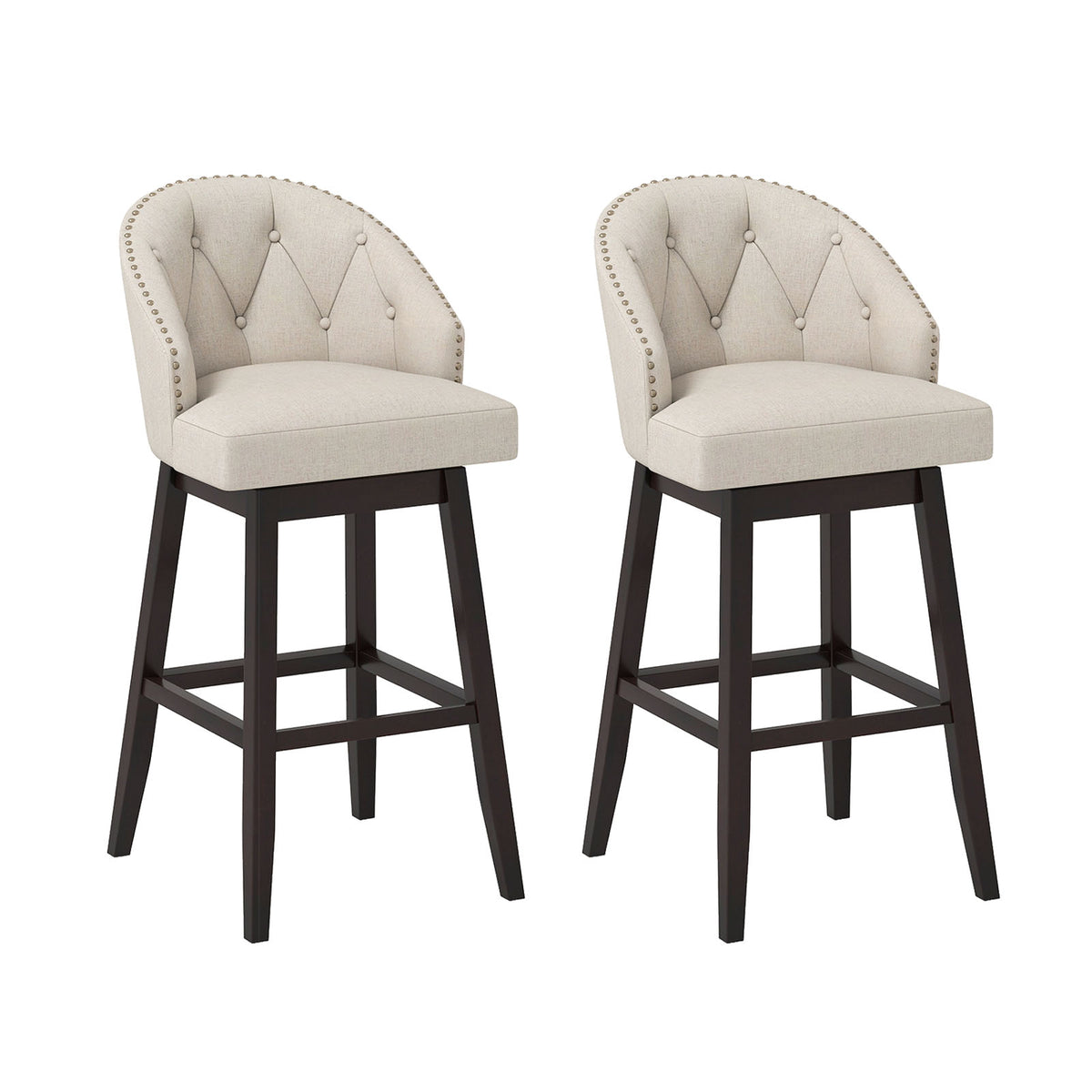 31 Inch Bar Stools Set of 2, Swivel Seats, Gray