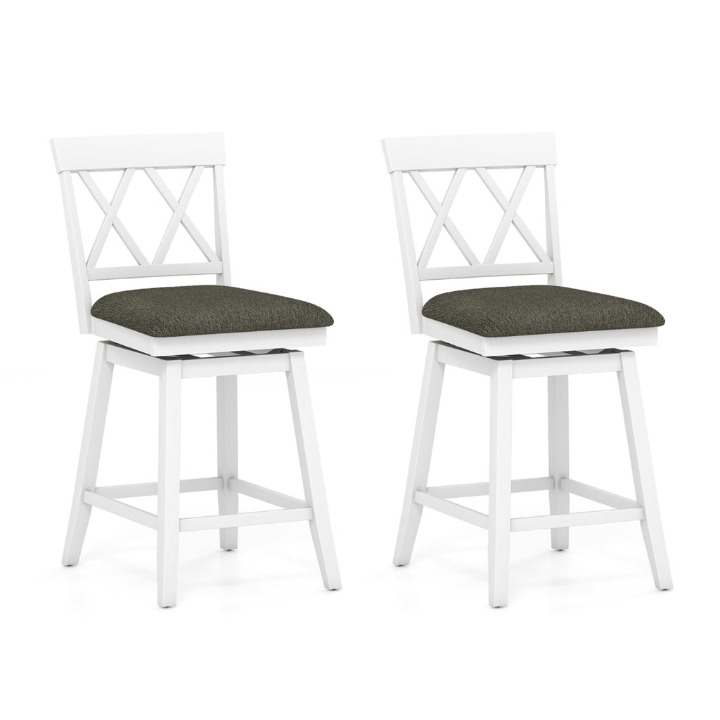 White Counter Height Bar Stools Set of 2, 24 inches