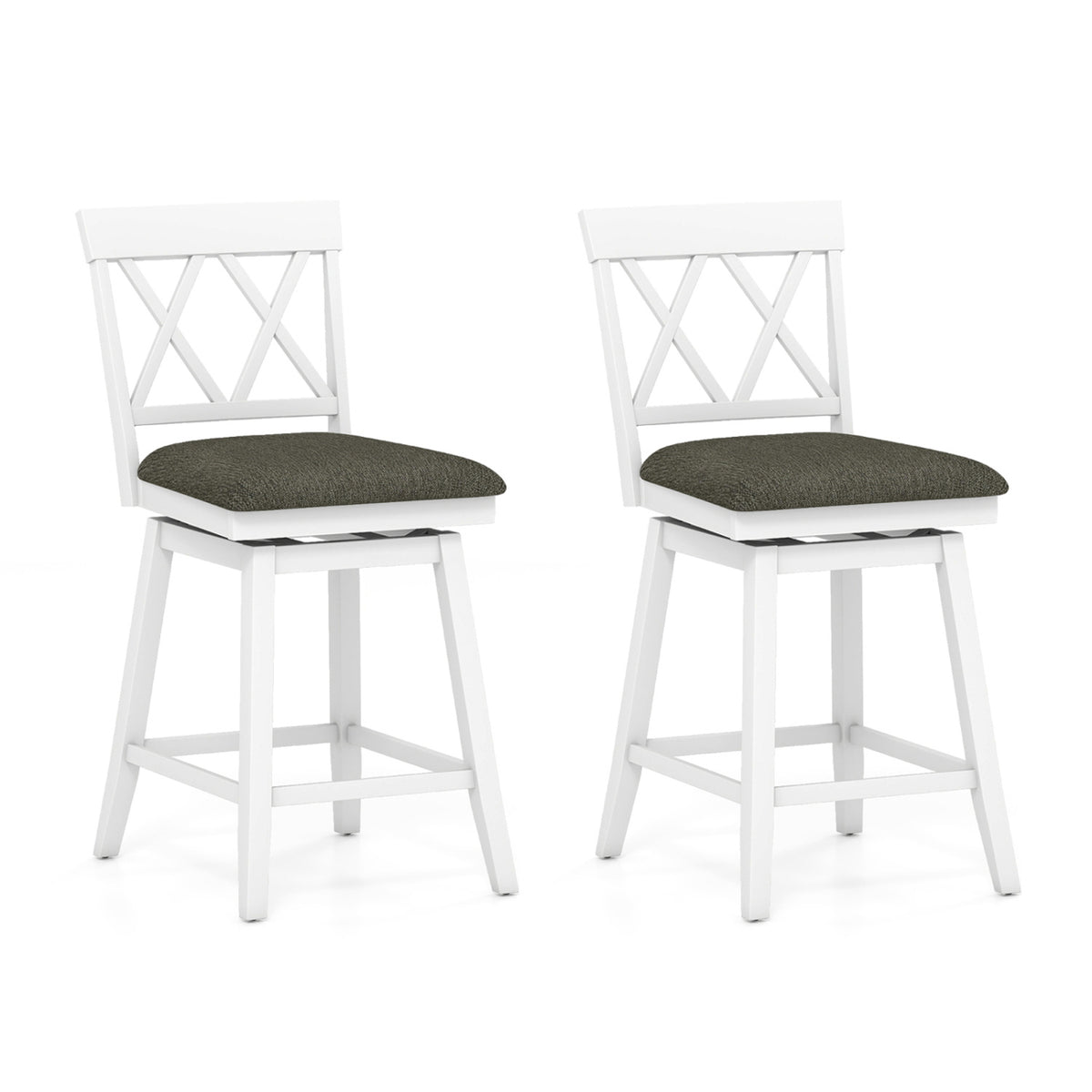 White Counter Height Bar Stools Set of 2, 24 inches