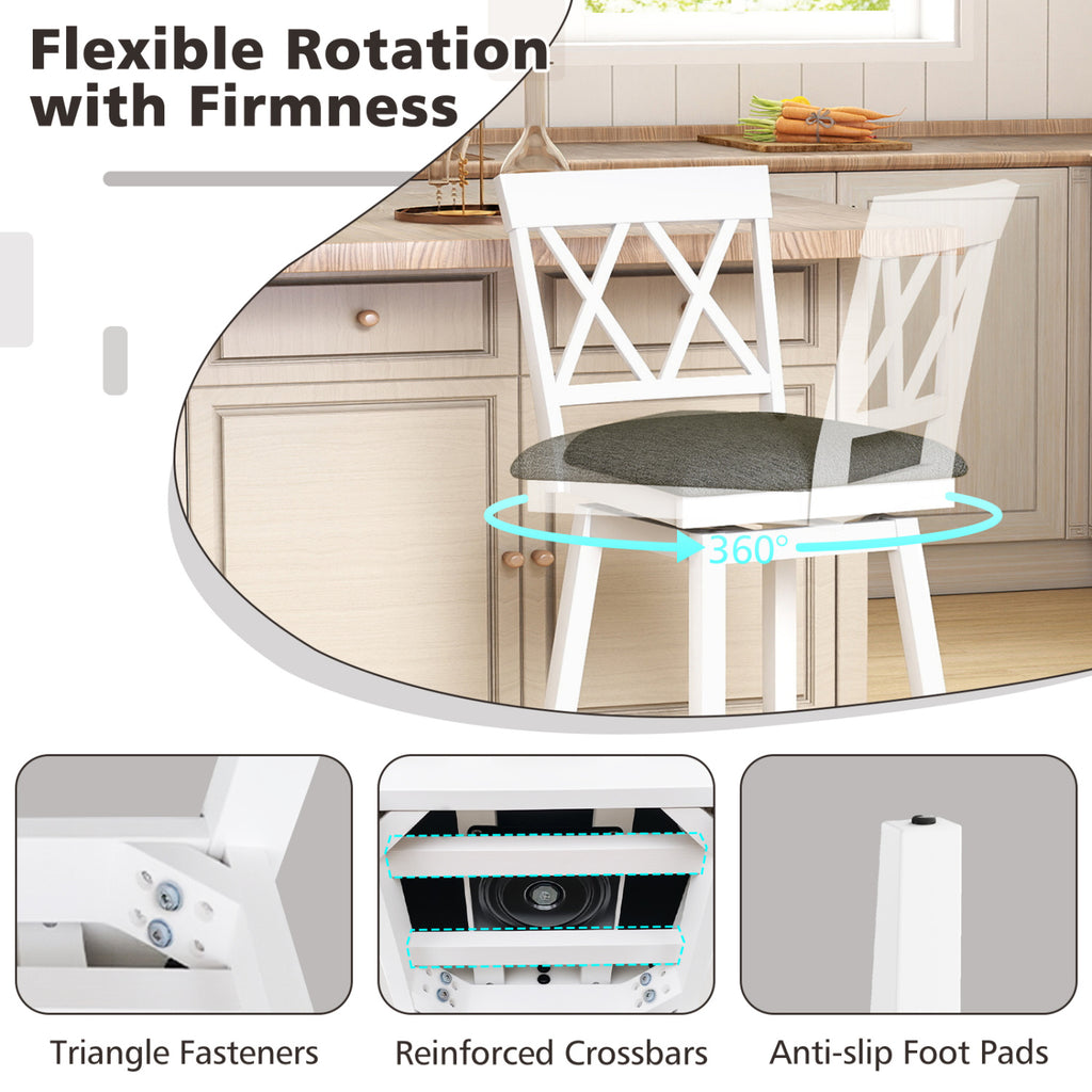 White Counter Height Bar Stools Set of 2, 24 inches
