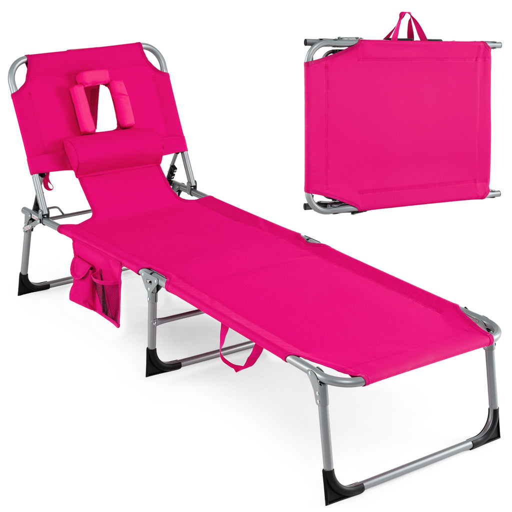 Set of 2 Portable Folding Chaise Lounge Chair with 4-Position
