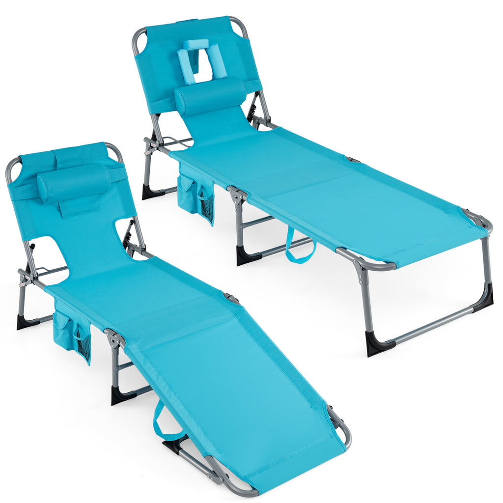 Set of 2 Portable Folding Chaise Lounge Chair with 4-Position