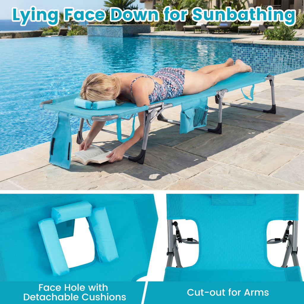 Set of 2 Portable Folding Chaise Lounge Chair with 4-Position