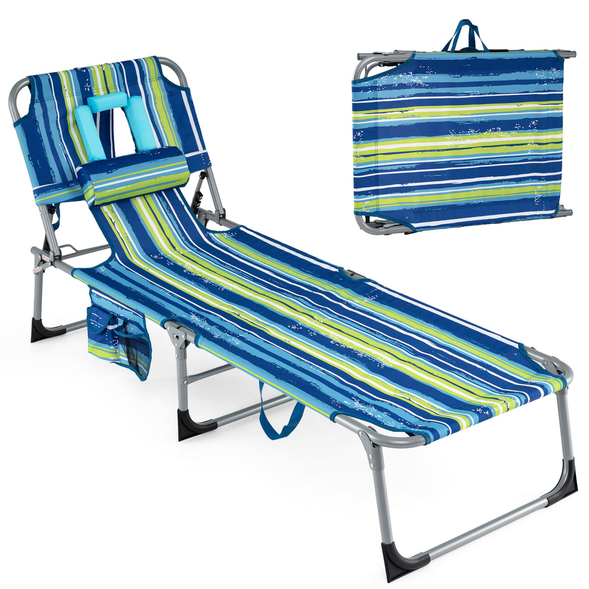 Folding Chaise Lounge Set of 2, Multicolor – 4-Position Adjustable